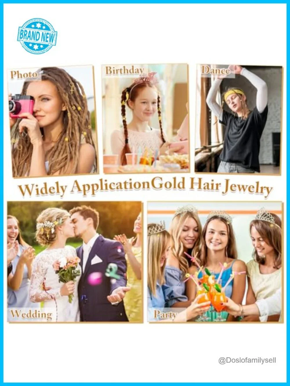285 Pcs Gold Hair Jewelry for Braids with Pendants Charms